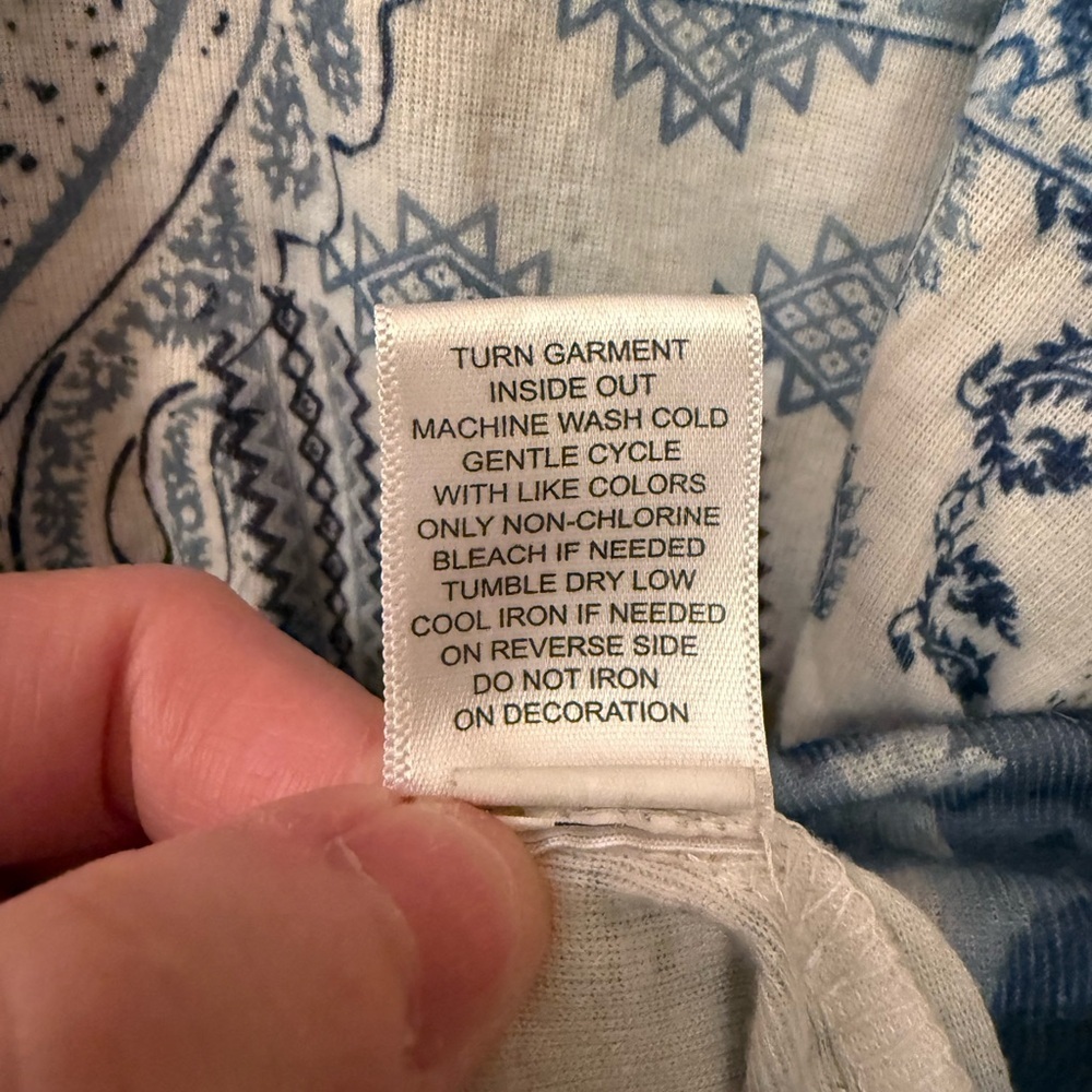 ONE WORLD Blue and White Patterned Shirt SzL - Picture 5 of 5